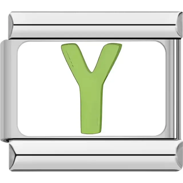 Light green letter "Y" Italian charm bracelet link