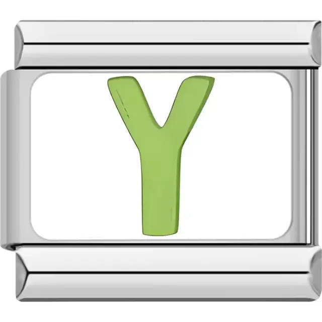 Light green letter "Y" Italian charm bracelet link
