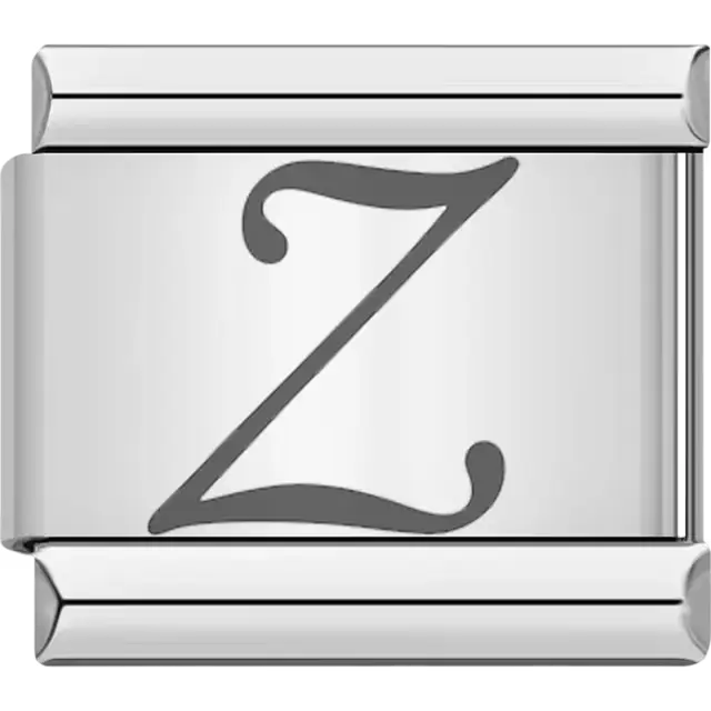 Black cursive letter "Z" Italian charm bracelet link