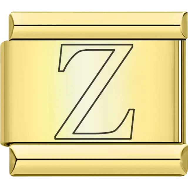 Black outlined letter "Z" Italian charm bracelet link