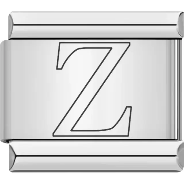 Black outlined letter "Z" Italian charm bracelet link