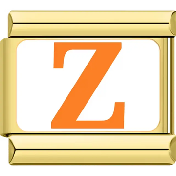 Orange letter "Z" white background Italian charm bracelet link