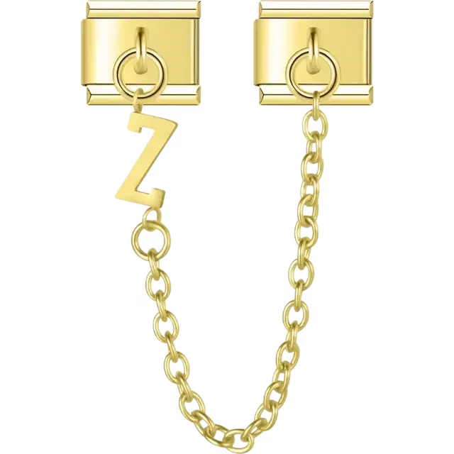 Safety chain with a dangling letter "Z" Italian charm bracelet link