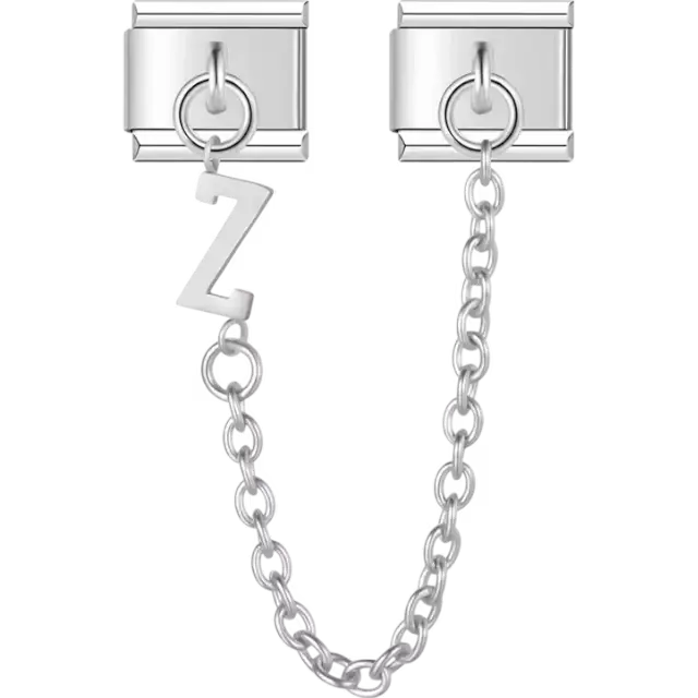 Safety chain with a dangling letter "Z" Italian charm bracelet link