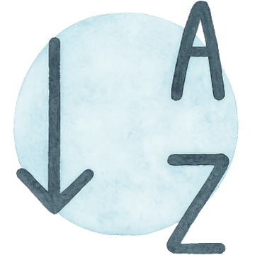 Letters a to z watercolor illustration