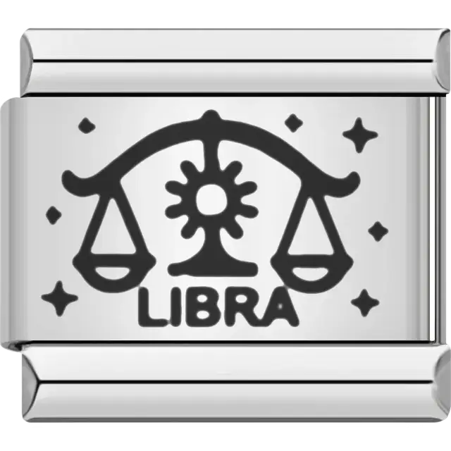 Libra zodiac scales with stars Italian charm bracelet link