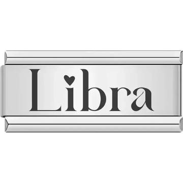 "Libra" text with heart accents Italian charm bracelet link