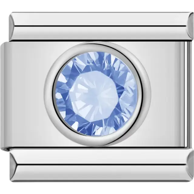 Faceted light blue gemstone Italian charm bracelet link