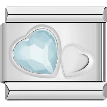 Light blue crystal heart Italian charm bracelet link