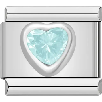 Light blue heart gemstone Italian charm bracelet link