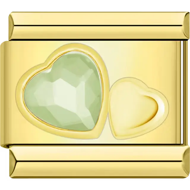 Light green crystal heart Italian charm bracelet link