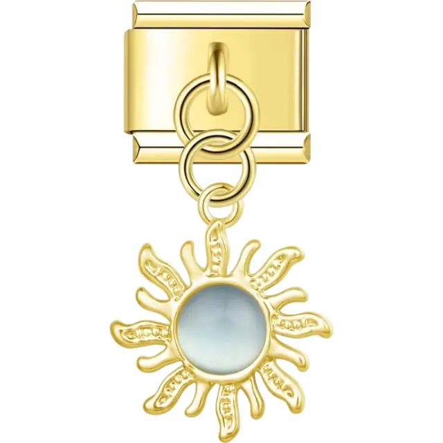 Light sunburst dangle Italian charm bracelet link
