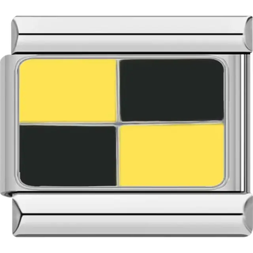 Yellow and black Lima maritime flag meaning "You should stop your vessel immediately" Italian charm bracelet link