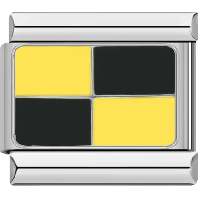 Yellow and black Lima maritime flag meaning "You should stop your vessel immediately" Italian charm bracelet link
