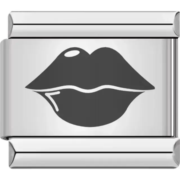 Black lips Italian charm bracelet link