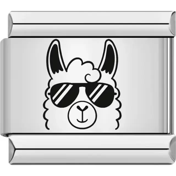 Black llama head wearing sunglasses Italian charm bracelet link