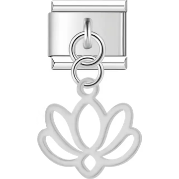 Openwork lotus flower dangle Italian charm bracelet link