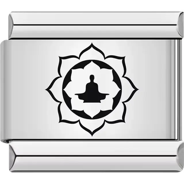 Lotus flower meditation silhouette Italian charm bracelet link
