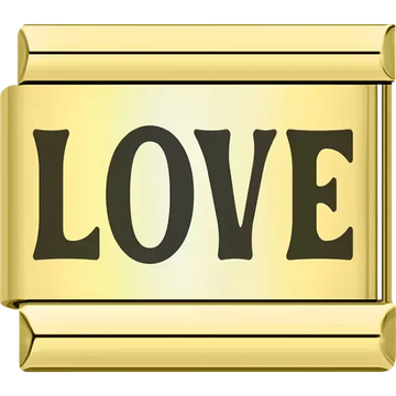 Black "LOVE" text Italian charm bracelet link