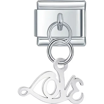 Cursive "Love" word dangle Italian charm bracelet link