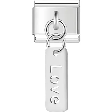 "Love" script on tag Italian charm bracelet link