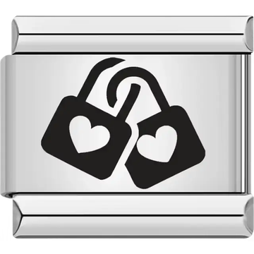 Heart padlocks love symbol Italian charm bracelet link