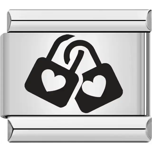 Heart padlocks love symbol Italian charm bracelet link
