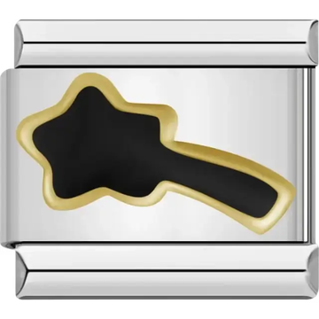 Black star-shaped magic wand with gold outline Italian charm bracelet link