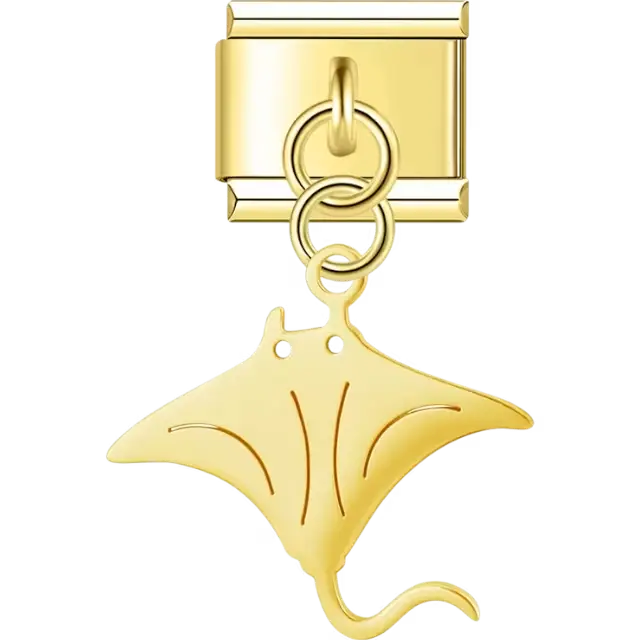 Manta ray cutout design dangling Italian charm bracelet link