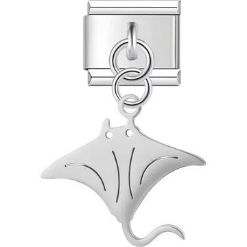 Manta ray cutout design dangling Italian charm bracelet link