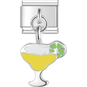 Yellow margarita with lime drink Italian charm bracelet link