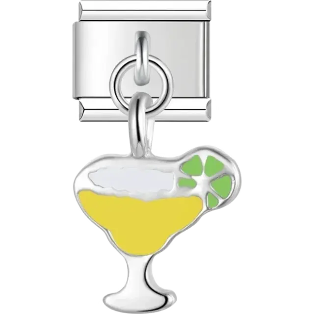 Yellow margarita with lime drink Italian charm bracelet link