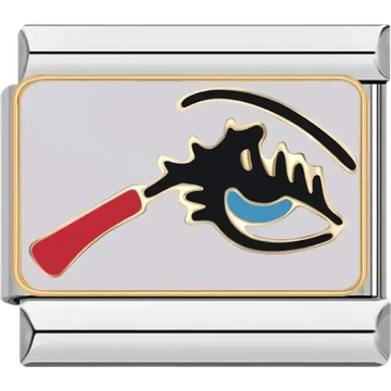 Stylized eye with a red mascara brush detail Italian charm bracelet link