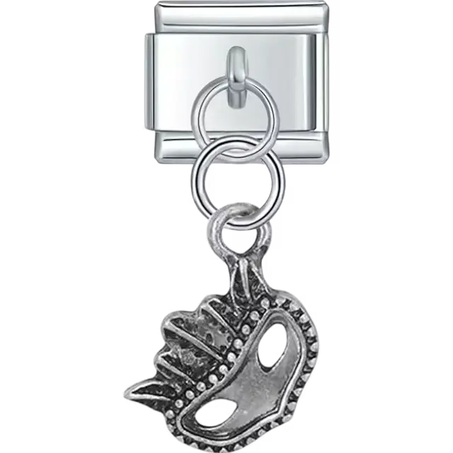 Masquerade mask design in dangle style Italian charm bracelet link