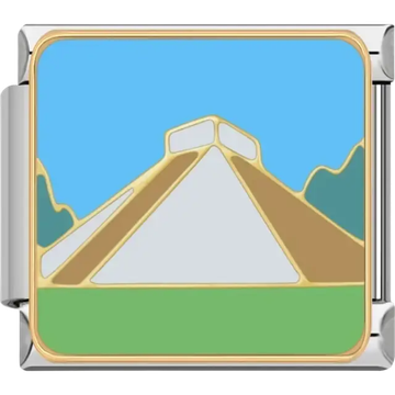 Mayan pyramid with green and brown accents Italian charm bracelet link