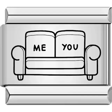 Cute couch illustration with "ME" and "YOU" text on each seat Italian charm bracelet link