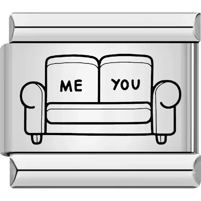 Cute couch illustration with "ME" and "YOU" text on each seat Italian charm bracelet link