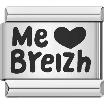 "Me (Heart) Breizh" text Italian charm bracelet link