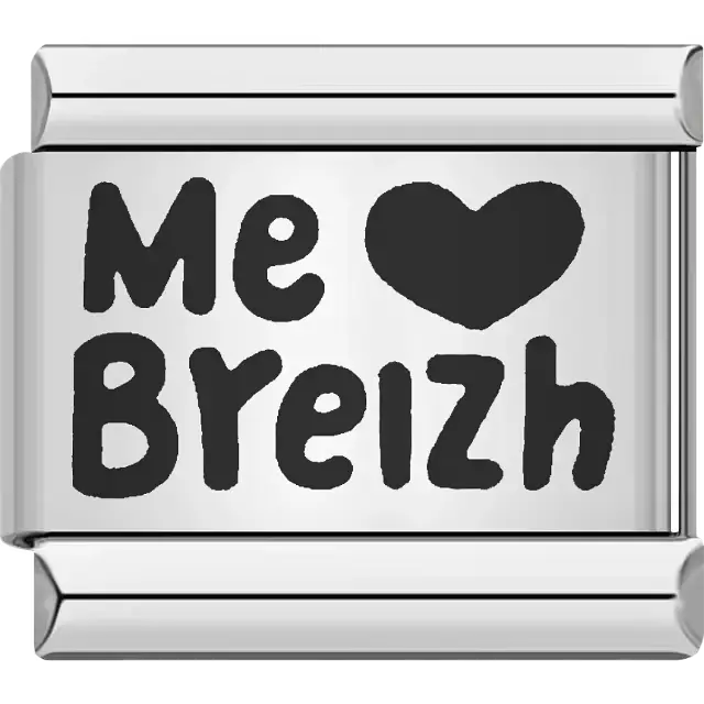 "Me (Heart) Breizh" text Italian charm bracelet link