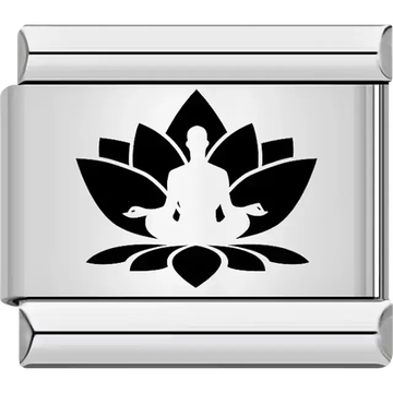 Lotus flower meditation silhouette Italian charm bracelet link