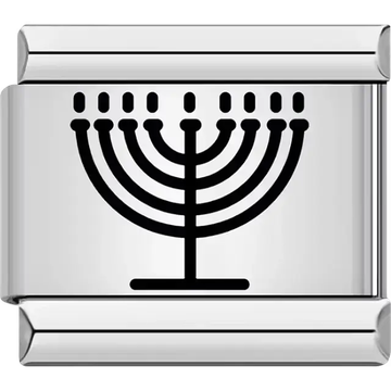 Black Menorah Jewish symbol Italian charm bracelet link