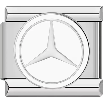 Silver three point star in circle Mercedes logo Italian charm bracelet link