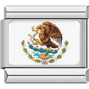 Mexico national emblem eagle with snake cactus and laurel Italian charm bracelet link