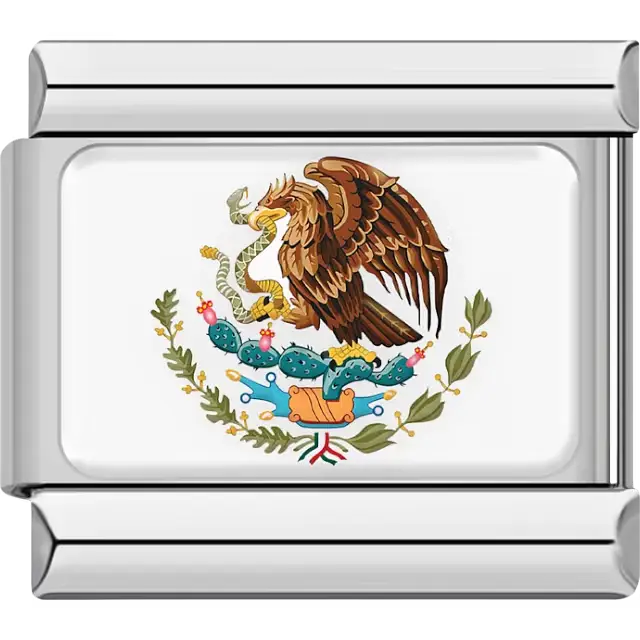 Mexico national emblem eagle with snake cactus and laurel Italian charm bracelet link