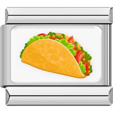 Mexico taco with yellow shell lettuce tomato and beef Italian charm bracelet link