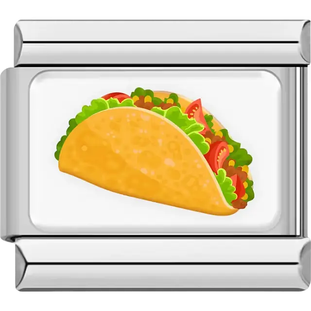 Mexico taco with yellow shell lettuce tomato and beef Italian charm bracelet link