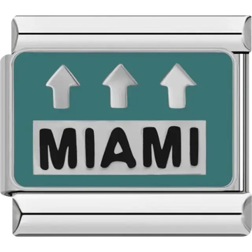 “Miami” text with three arrows Italian charm bracelet link