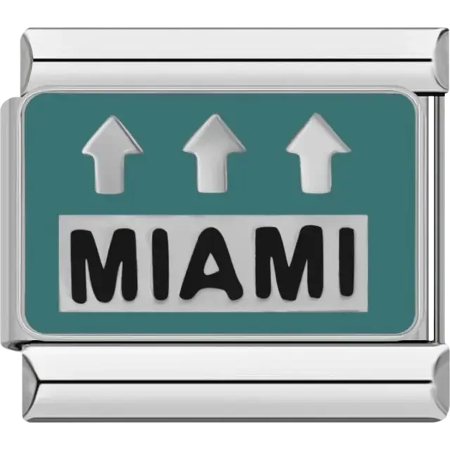 “Miami” text with three arrows Italian charm bracelet link