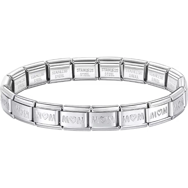 Mom heart charms composing stainless steel Italian bracelet