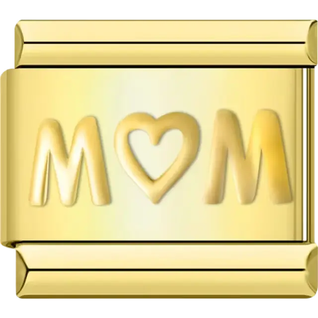 Heart design with "M♥M" text Italian charm bracelet link